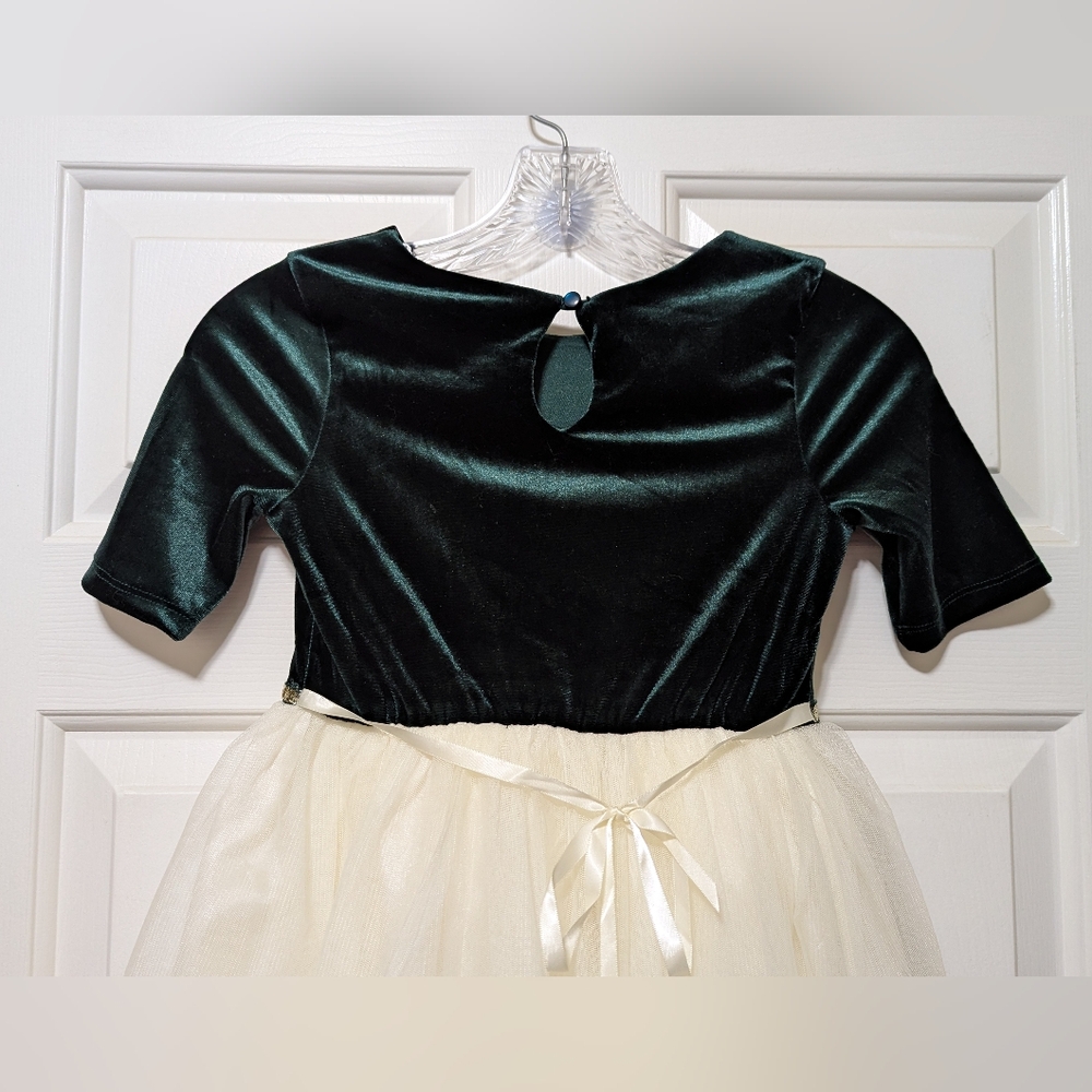SZ Med (7/8) Girls Lilt Emerald Green Velour Bodice Tulee Reindeer Dress - Picture 8 of 13